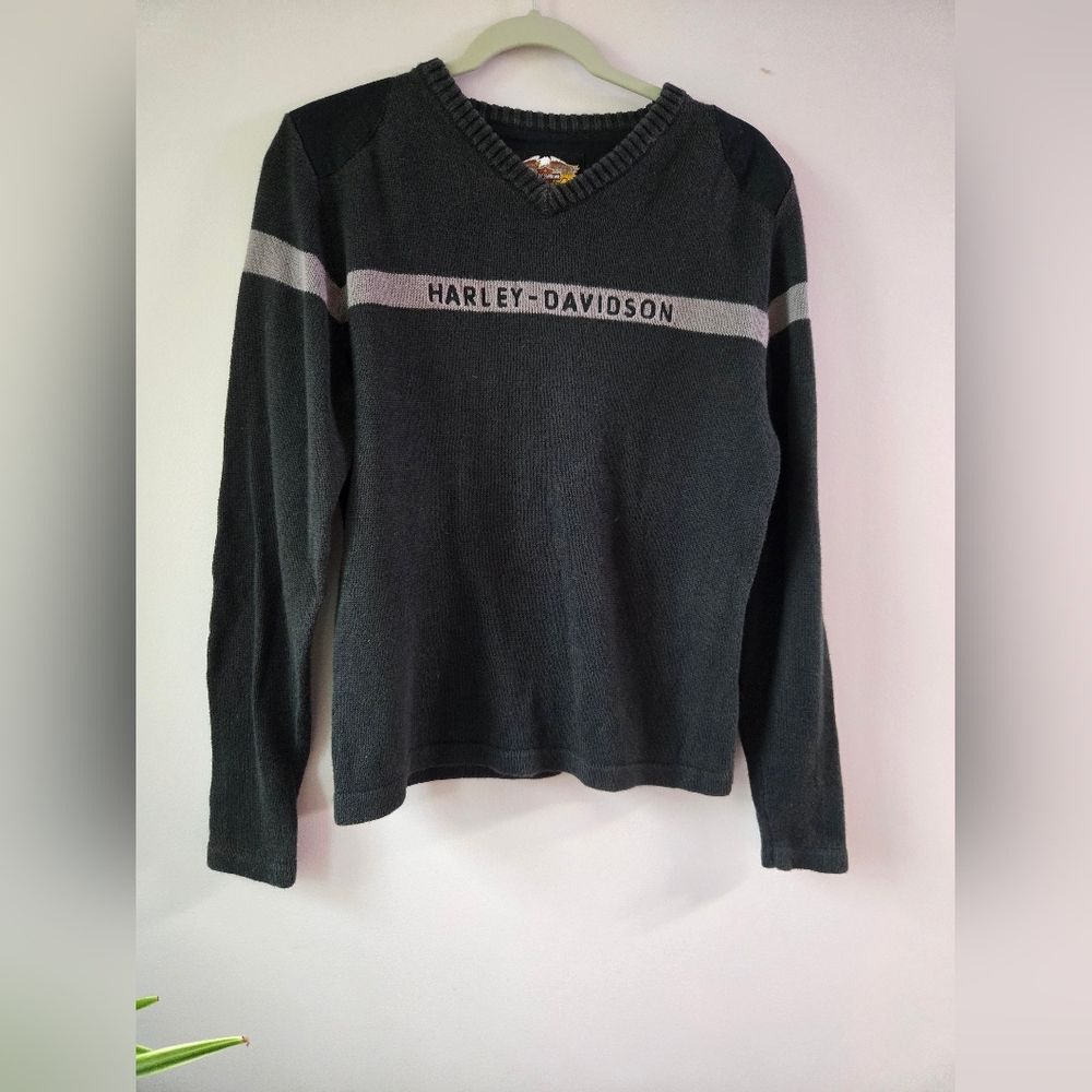 Harley-Davidson Black and Gray Sweater SZ LRG